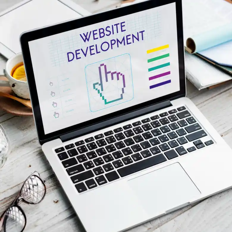 Website development on laptop