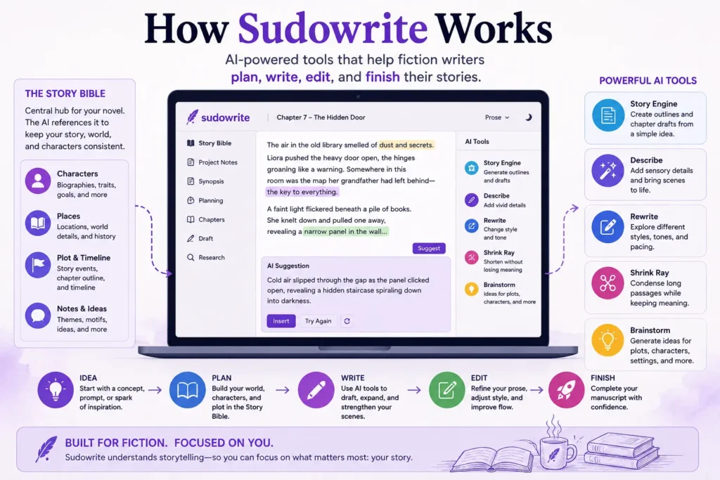 How Sudowrite works for fiction writers